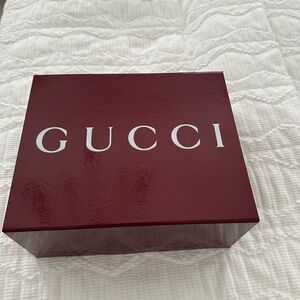 Gucci Burgundy Box with original tissue paper, sticker, ribbon and card
